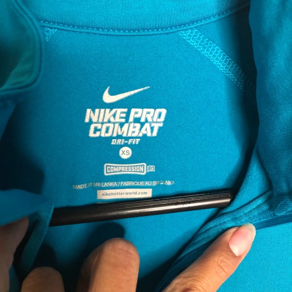 Nike Pro Combat Dri-Fit Livestrong Quarter Zip Teal Size XS - Picture 3 of 4